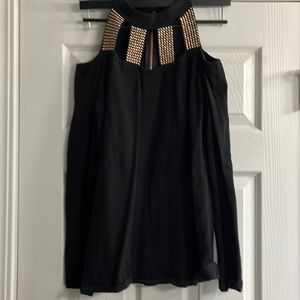 Black, cold shoulder sweater